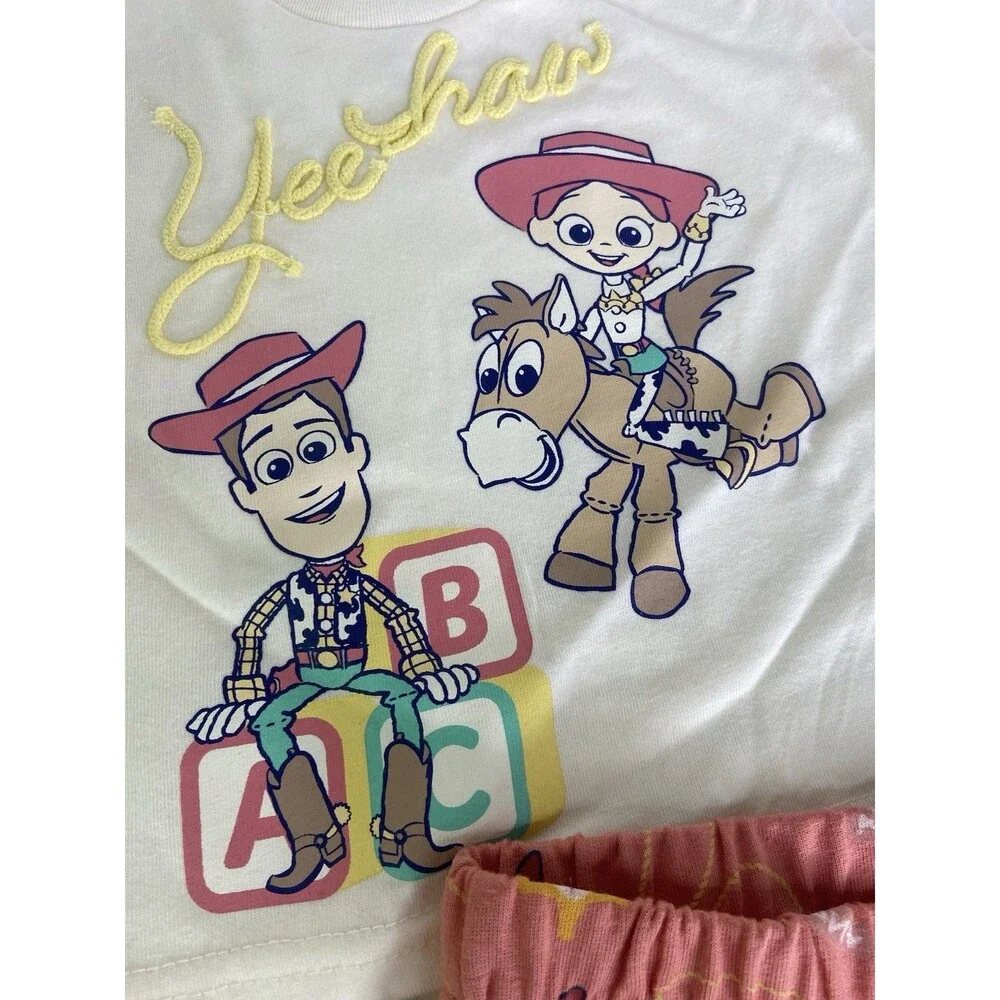 Disney Toy Story Woody Jessie 2 Piece T-Shirt Top Shorts Outfit Set Boys Size 2T